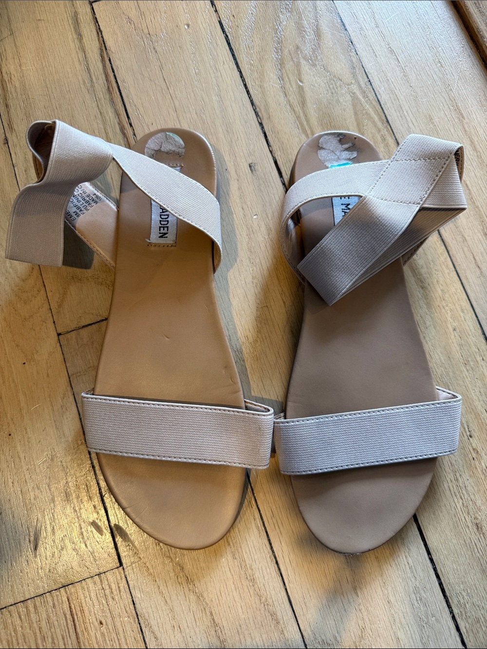 Steve Madden Neutral Beige Elastic-Strap Women's Sandals. Size 8